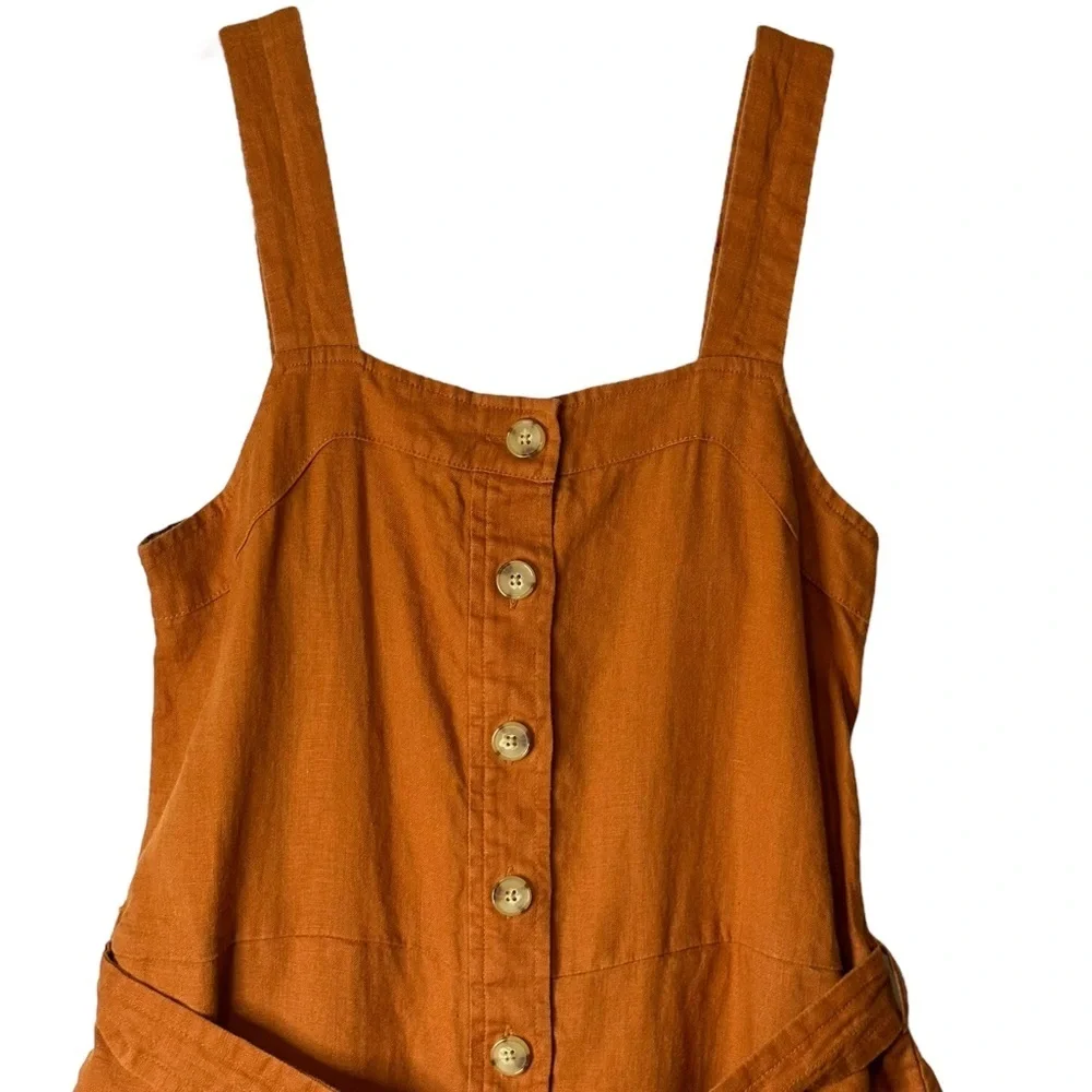 Everlane Burnt Orange The‎ Linen Jumpsuit Size 00